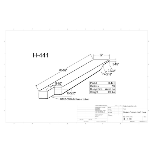 59 Gallon Custom Roto-Mold RV Holding Tank (MPN: H-441 [OR])