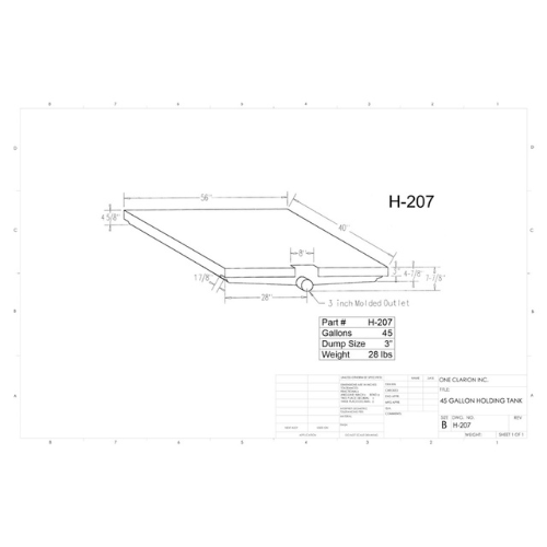 45 Gallon Custom Roto-Mold RV Holding Tank (MPN: H-207)
