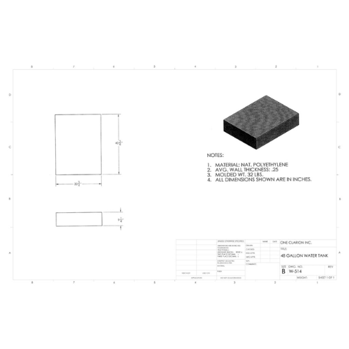 48 Gallon Custom Roto-Mold RV Water Tank (MPN: W-514)