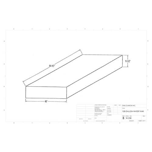 125 Gallon Custom Roto-Mold Marine Water Tank (MPN: MW-238)