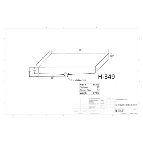 57 Gallon Custom Roto-Mold RV Holding Tank (MPN: H-349)