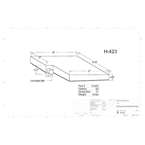 25 Gallon Custom Roto-Mold RV Holding Tank (MPN: H-423)