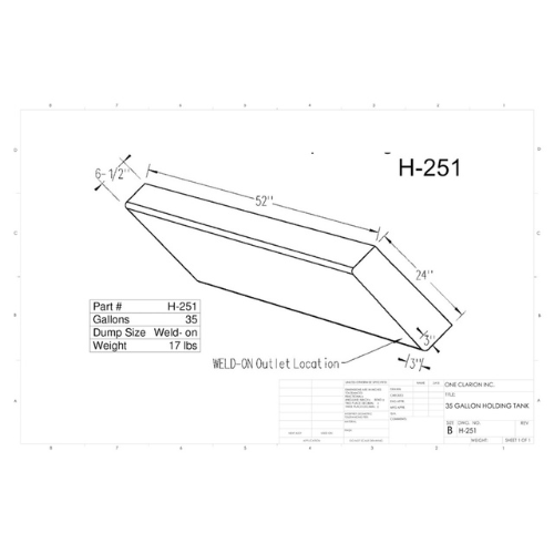 35 Gallon Custom Roto-Mold RV Holding Tank (MPN: H-251)