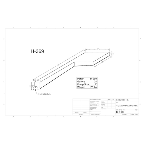 34 Gallon Custom Roto-Mold RV Holding Tank (MPN: H-369)