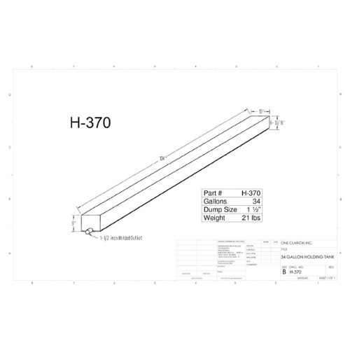 34 Gallon Custom Roto-Mold RV Holding Tank (MPN: H-370)