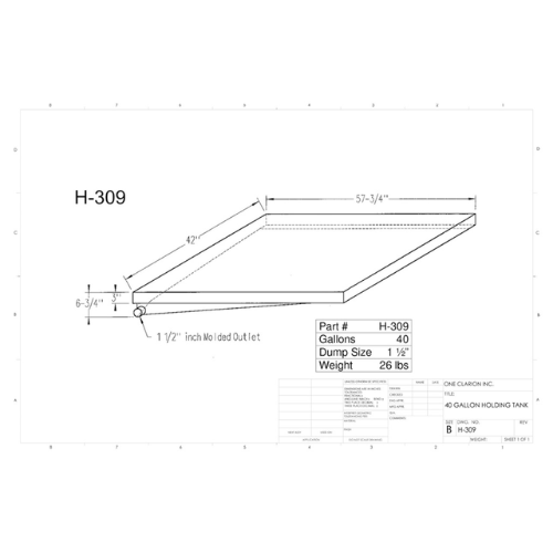 40 Gallon Custom Roto-Mold RV Holding Tank (MPN: H-309)