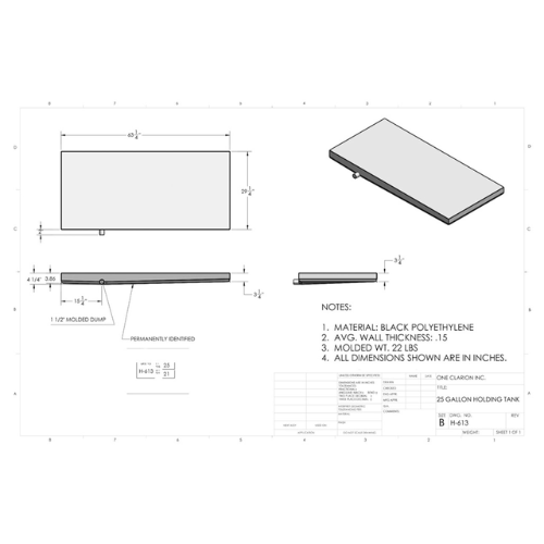 25 Gallon Custom Roto-Mold RV Holding Tank (MPN: H-613)
