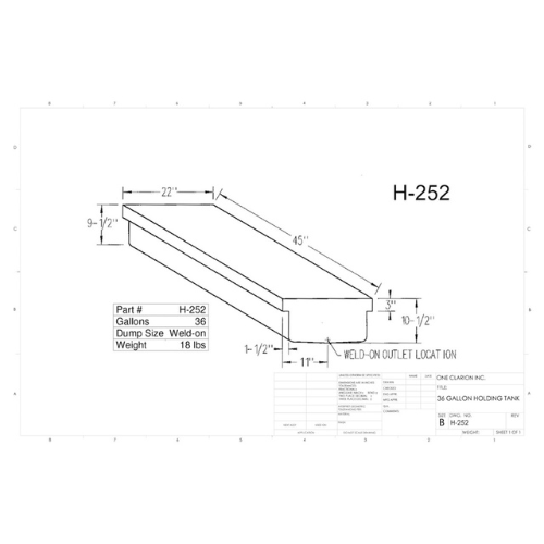36 Gallon Custom Roto-Mold RV Holding Tank (MPN: H-252)