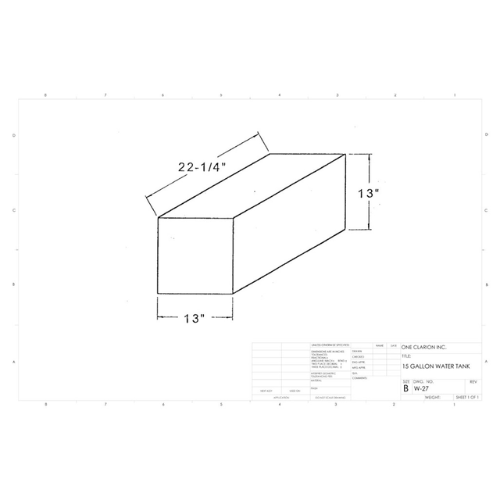 16 Gallon Custom Roto-Mold Marine Water Tank (MPN: MW-27)