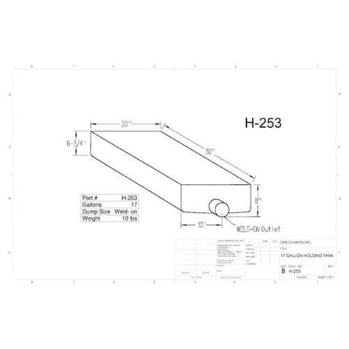 17 Gallon Custom Roto-Mold RV Holding Tank (MPN: H-253)
