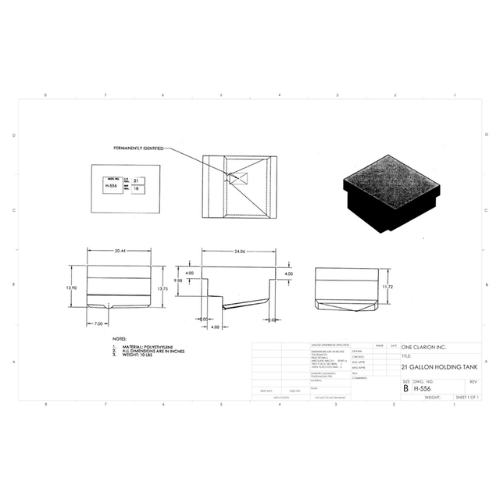 21 Gallon Custom Roto-Mold RV Holding Tank (MPN: H-556)