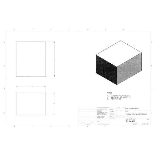 15 Gallon Custom Roto-Mold Marine Water Tank (MPN: MW-489)