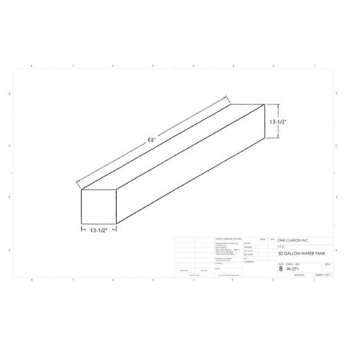 50 Gallon Custom Roto-Mold Marine Water Tank (MPN: MW-271)