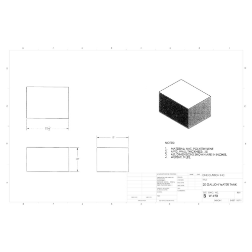 10 Gallon Custom Roto-Mold Marine Water Tank (MPN: MW-490)