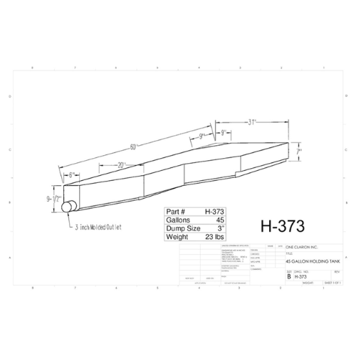 45 Gallon Custom Roto-Mold RV Holding Tank (MPN: H-373 [OR])