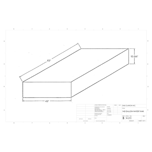 142 Gallon Custom Roto-Mold Marine Water Tank (MPN: MW-272)