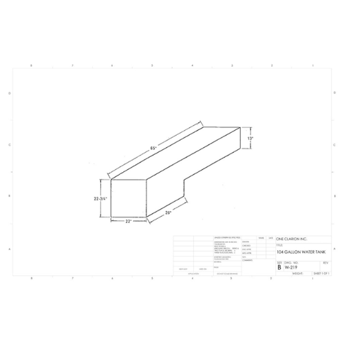 104 Gallon Custom Roto-Mold RV Water Tank (MPN: W-219)