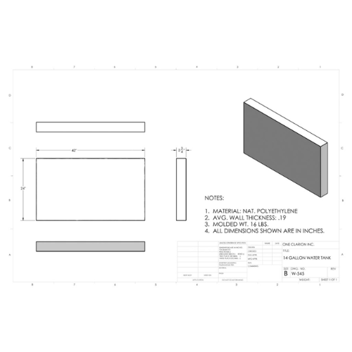 14 Gallon Custom Roto-Mold RV Water Tank (MPN: W-545)