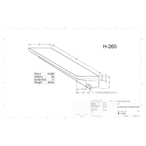 60 Gallon Custom Roto-Mold RV Holding Tank (MPN: H-260 [OR) )