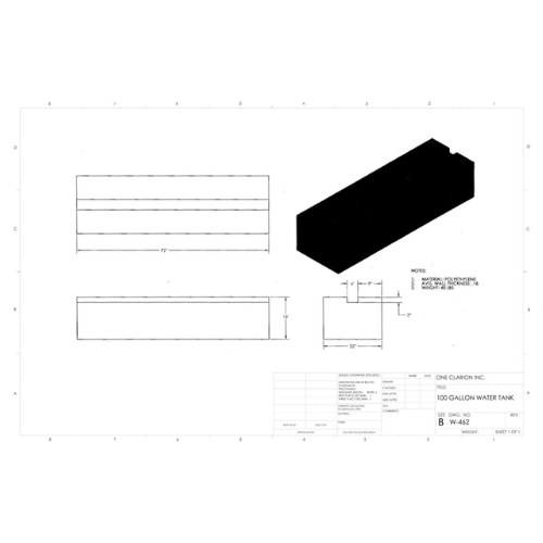 100 Gallon Custom Roto-Mold RV Water Tank (MPN: W-462)