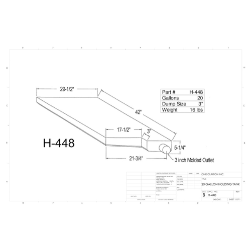 20 Gallon Custom Roto-Mold RV Holding Tank (MPN: H-448)