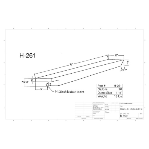 20 Gallon Custom Roto-Mold RV Holding Tank (MPN: H-261 )