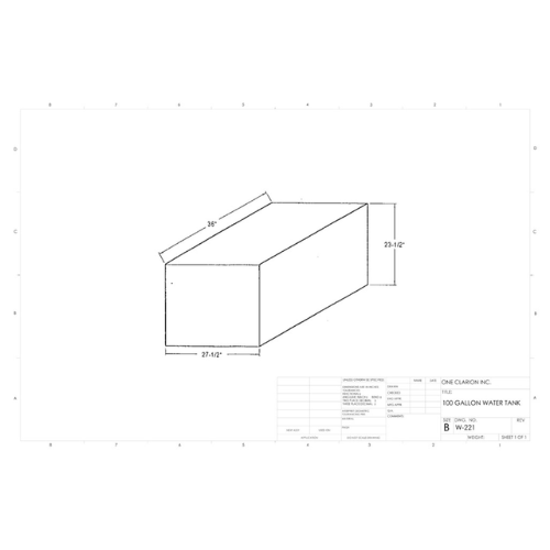 100 Gallon Custom Roto-Mold RV Water Tank (MPN: W-221)