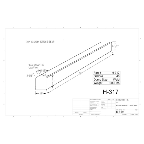 40 Gallon Custom Roto-Mold RV Holding Tank (MPN: H-317 [OR])