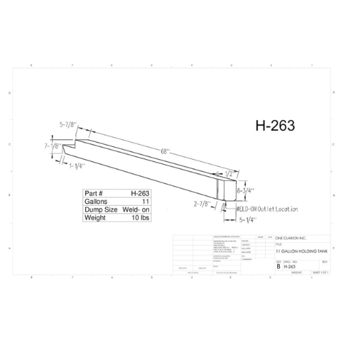 11 Gallon Custom Roto-Mold RV Holding Tank (MPN: H-263 )