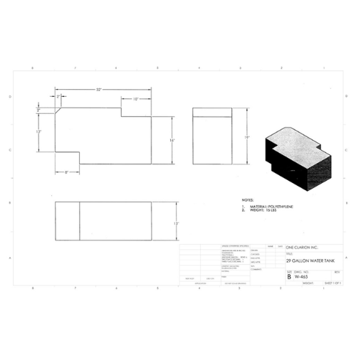 29 Gallon Custom Roto-Mold RV Water Tank (MPN: W-465)
