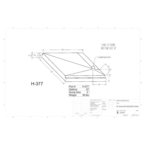 57 Gallon Custom Roto-Mold RV Holding Tank (MPN: H-377 [OR])