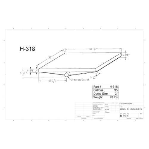 35 Gallon Custom Roto-Mold RV Holding Tank (MPN: H-318 [OR])