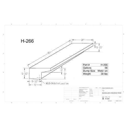 56 Gallon Custom Roto-Mold RV Holding Tank (MPN: H-266  )