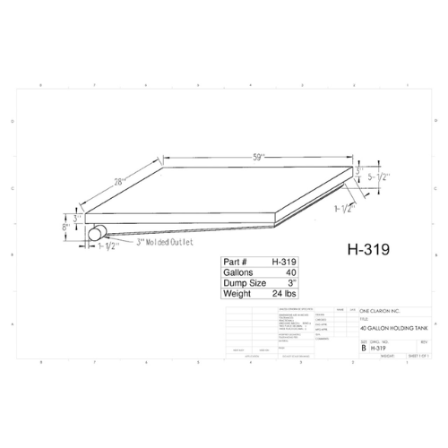40 Gallon Custom Roto-Mold RV Holding Tank (MPN: H-319)