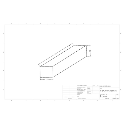 30 Gallon Custom Roto-Mold Marine Water Tank (MPN: MW-280)