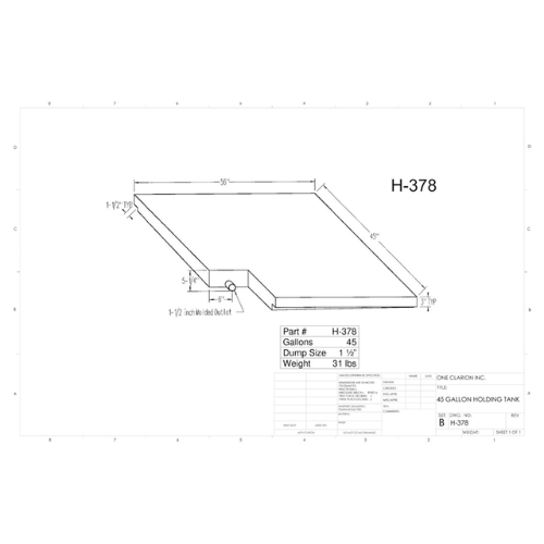 45 Gallon Custom Roto-Mold RV Holding Tank (MPN: H-378)