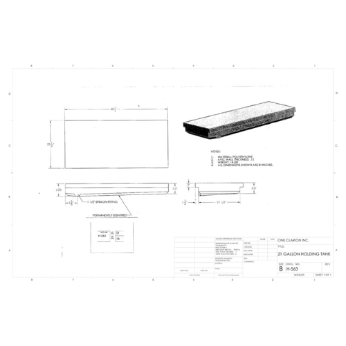 21 Gallon Custom Roto-Mold RV Holding Tank (MPN: H-563)