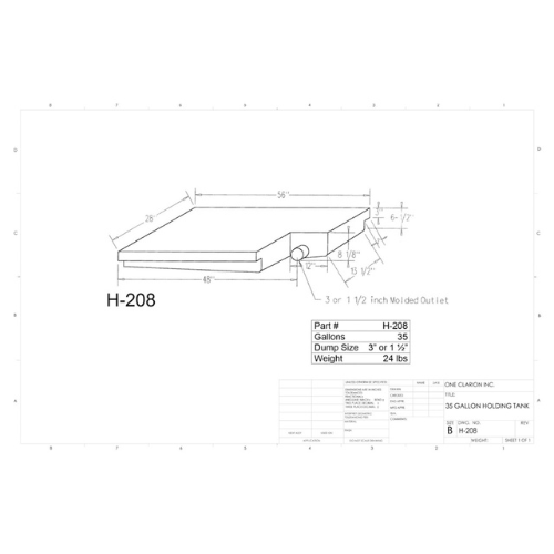35 Gallon Custom Roto-Mold RV Holding Tank (MPN: H-208)