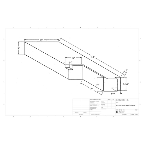 40 Gallon Custom Roto-Mold RV Water Tank (MPN: W-269)