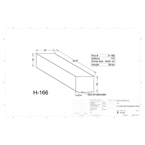 115 Gallon Custom Roto-Mold RV Holding Tank (MPN: H-166(OR))