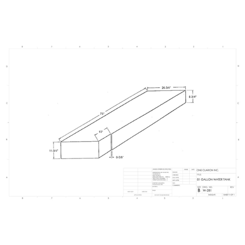 81 Gallon Custom Roto-Mold Marine Water Tank (MPN: MW-281)