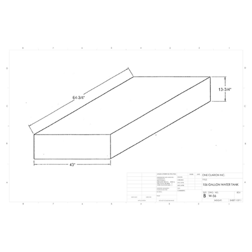 165 Gallon Custom Roto-Mold Marine Water Tank (MPN: MW-56)