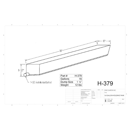 16 Gallon Custom Roto-Mold RV Holding Tank (MPN: H-379)