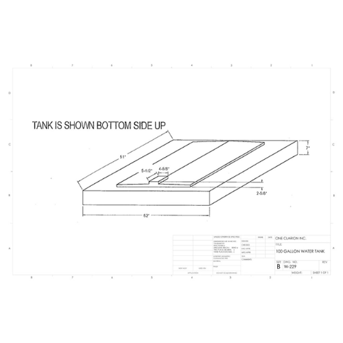 100 Gallon Custom Roto-Mold RV Water Tank (MPN: W-229)