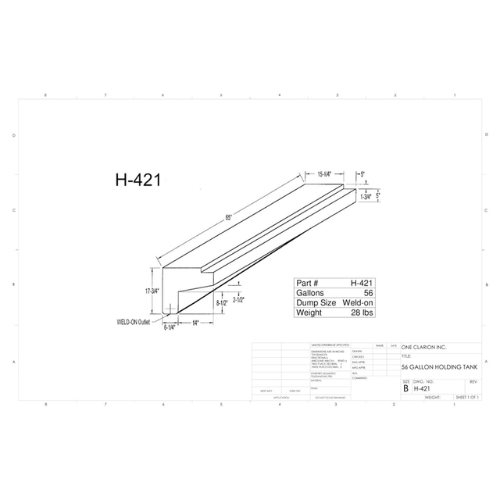 56 Gallon Custom Roto-Mold RV Holding Tank (MPN: H-421 [OR])