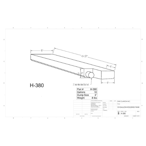 10 Gallon Custom Roto-Mold RV Holding Tank (MPN: H-380)