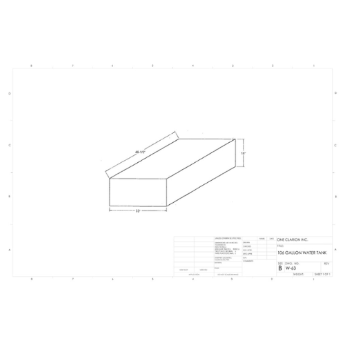 106 Gallon Custom Roto-Mold Marine Water Tank (MPN: MW-63)