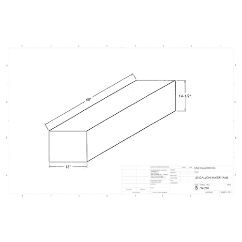 50 Gallon Custom Roto-Mold Marine Water Tank (MPN: MW-289)