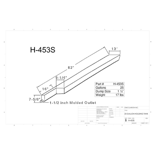 25 Gallon Custom Roto-Mold RV Holding Tank (MPN: H-453S)