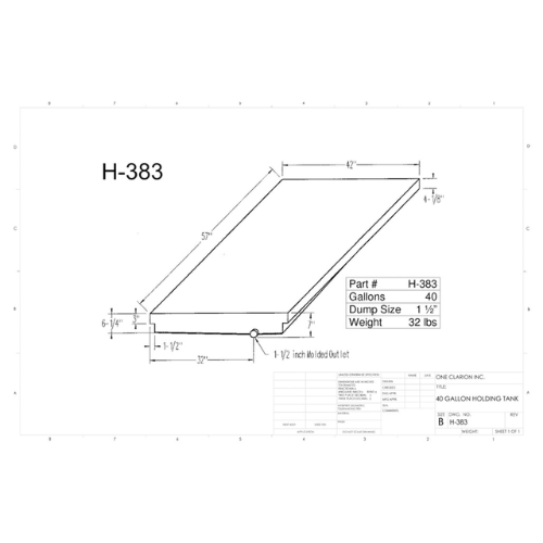 40 Gallon Custom Roto-Mold RV Holding Tank (MPN: H-383)